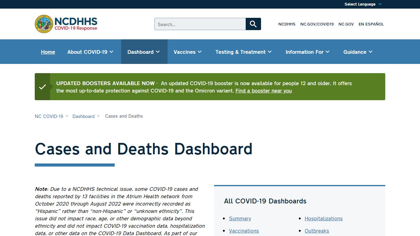 Cases and Deaths Dashboard | NC COVID-19 - NCDHHS
